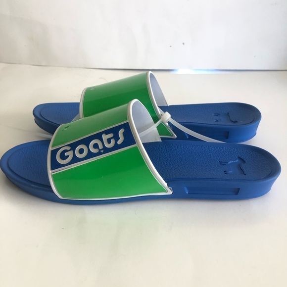 GOATS Kid's Blue/Green The Slide Logo Slide Sandals Size 1 - Picture 2 of 11